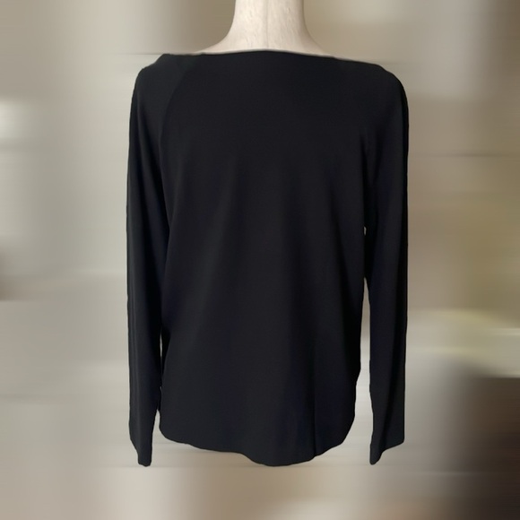 Loft Button Trim Long Sleeve Tee Black M - Picture 3 of 6